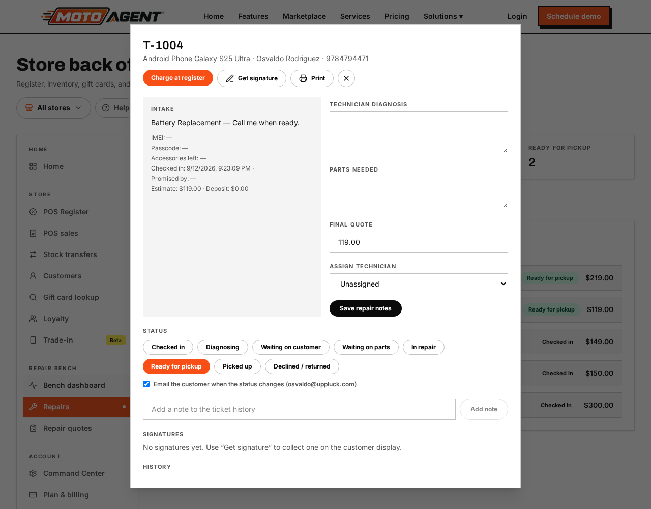 The repairs list